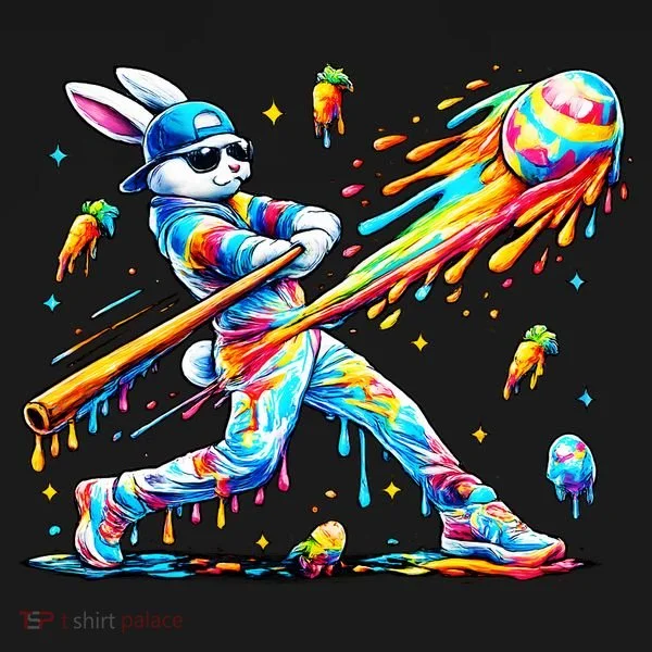 Baseball Dripping Drip Rabbit Bunny Easter Toddler Hoodie