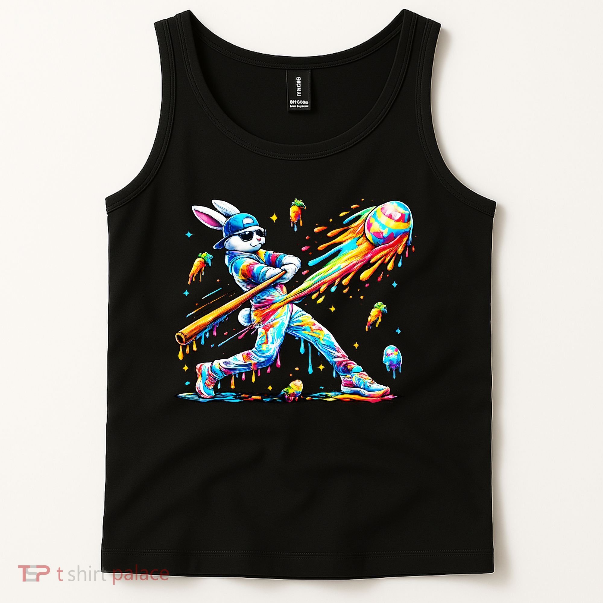 Baseball Dripping Drip Rabbit Bunny Easter Tank Top