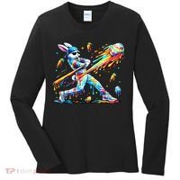 Baseball Dripping Drip Rabbit Bunny Easter Women's Long Sleeve Shirt thumb 0