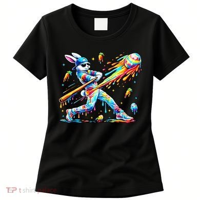 Baseball Dripping Drip Rabbit Bunny Easter Women's T-Shirt