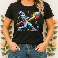 Baseball Dripping Drip Rabbit Bunny Easter Women's T-Shirt thumb 2