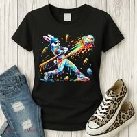 Baseball Dripping Drip Rabbit Bunny Easter Women's T-Shirt thumb 3