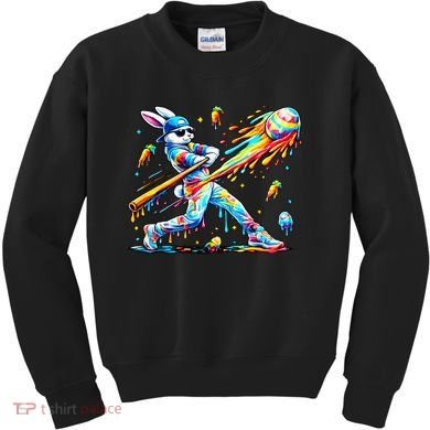 Baseball Dripping Drip Rabbit Bunny Easter Kids Sweatshirt
