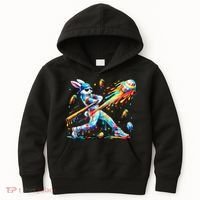 Baseball Dripping Drip Rabbit Bunny Easter Kids Hoodie thumb 0