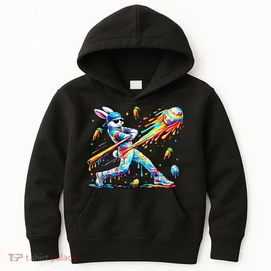 Baseball Dripping Drip Rabbit Bunny Easter Kids Hoodie