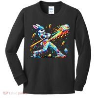 Baseball Dripping Drip Rabbit Bunny Easter Kids Long Sleeve Shirt thumb 0