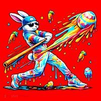 Baseball Dripping Drip Rabbit Bunny Easter Santa Hat thumb 1
