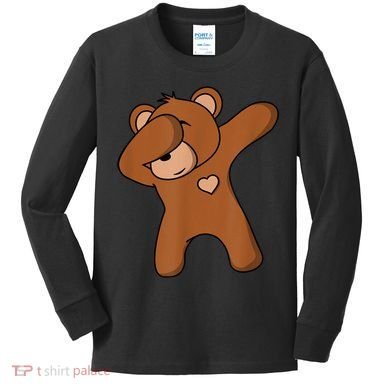 Bear Dancing DAB Bear Party Dancing Bear Teddy Kids Long Sleeve Shirt