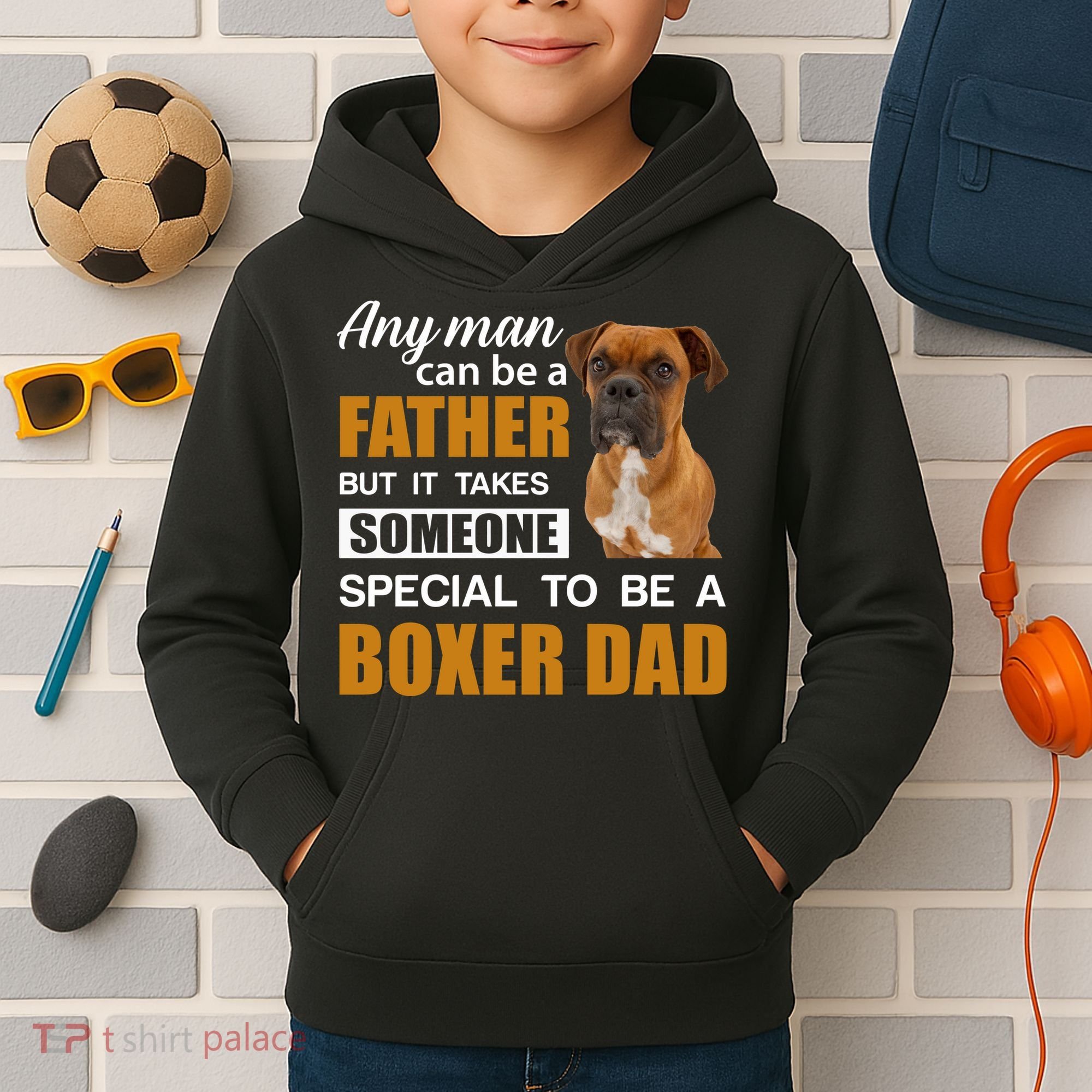 Boxer Dad Dog Lovers Fathers Day Kids Hoodie