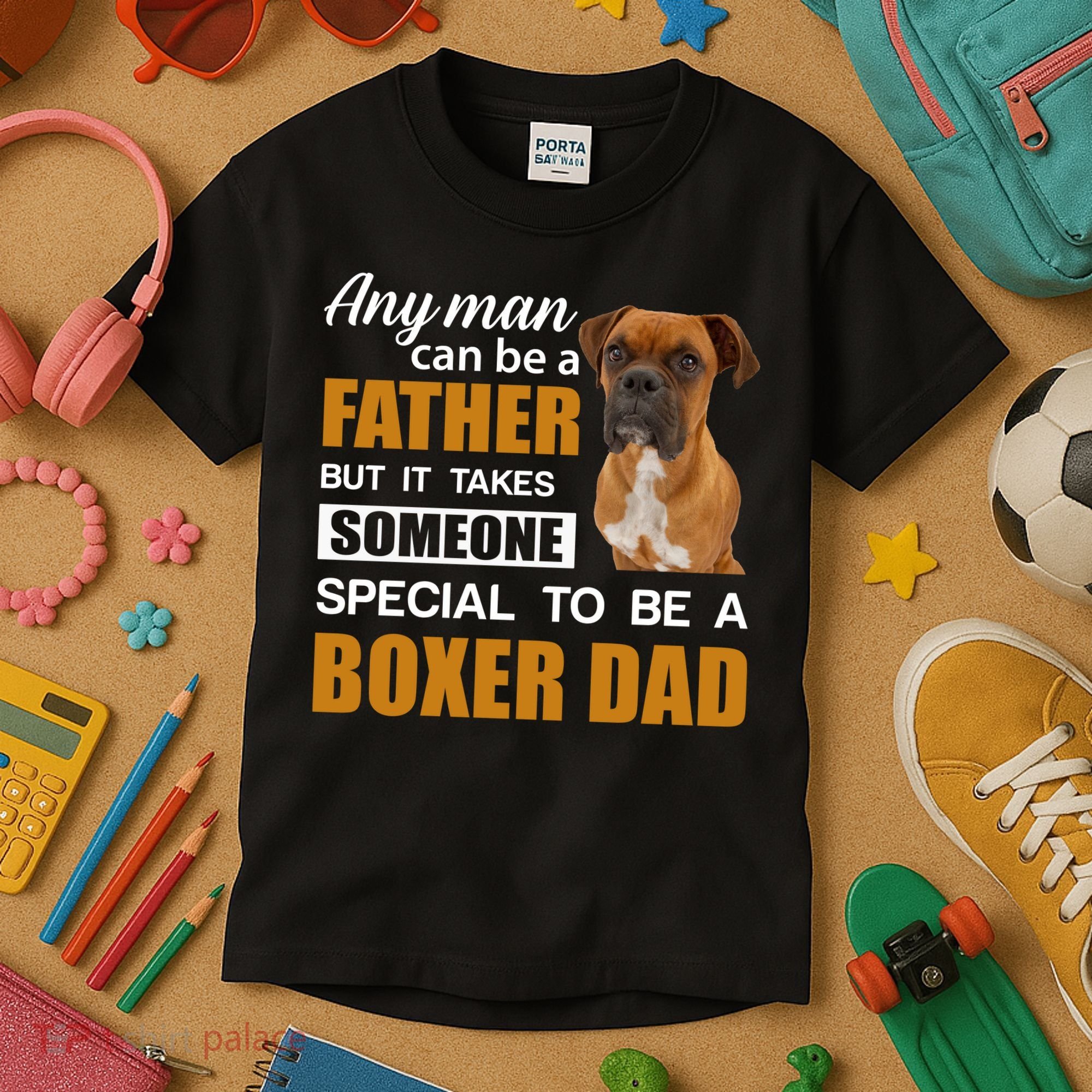 Boxer Dad Dog Lovers Fathers Day Kids T-Shirt