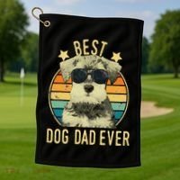Best Dog Dad Ever Miniature Schnauzer Fathers Day Gift Golf Towel thumb 1
