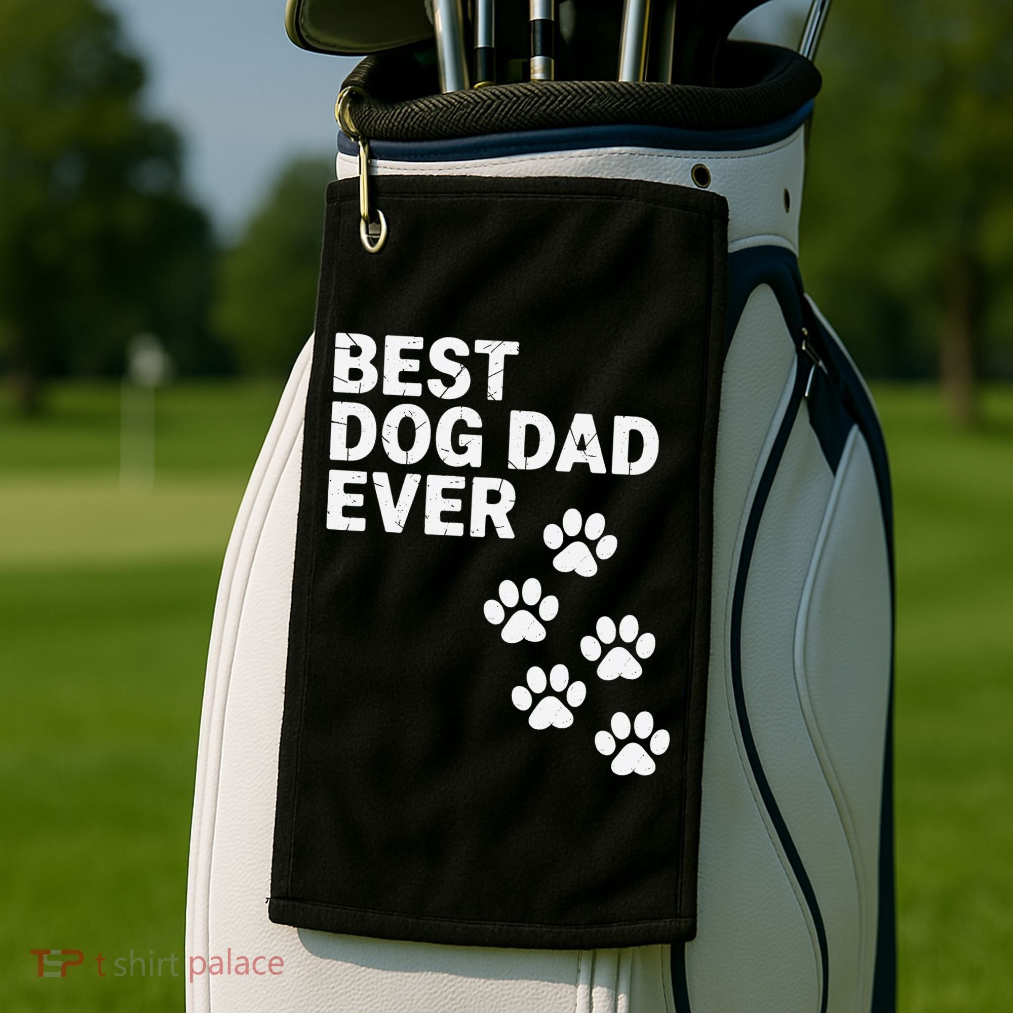 Best Dog Dad Ever Present For Fathers Day Golf Towel