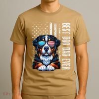 Best Dog Dad Ever Bernese Mountain American Flag Vintage T-Shirt thumb 3