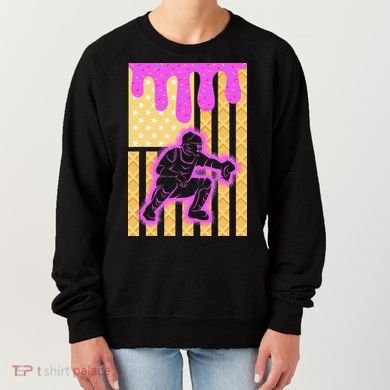 Baseball Drip Dripping Ice Cream Baseball American Flag Women's Sweatshirt