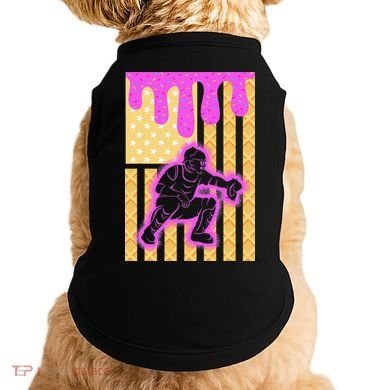 Baseball Drip Dripping Ice Cream Baseball American Flag Doggie Tank