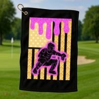 Baseball Drip Dripping Ice Cream Baseball American Flag Golf Towel thumb 1