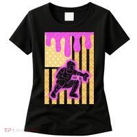 Baseball Drip Dripping Ice Cream Baseball American Flag Women's T-Shirt thumb 0