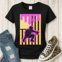 Baseball Drip Dripping Ice Cream Baseball American Flag Women's T-Shirt thumb 3