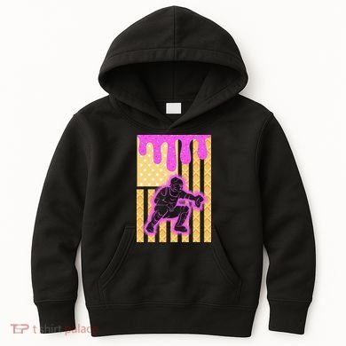 Baseball Drip Dripping Ice Cream Baseball American Flag Kids Hoodie