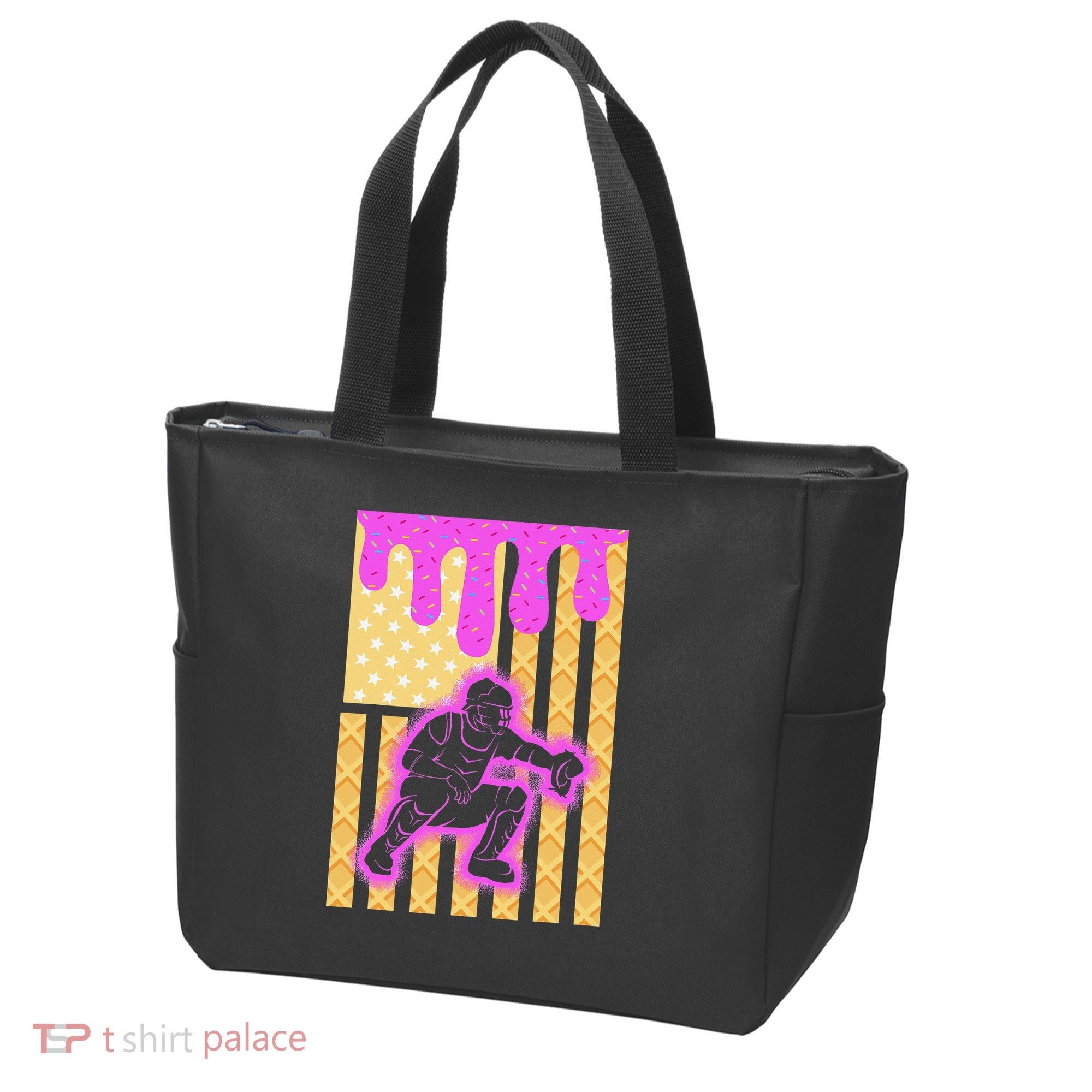 Baseball Drip Dripping Ice Cream Baseball American Flag Tote Bag