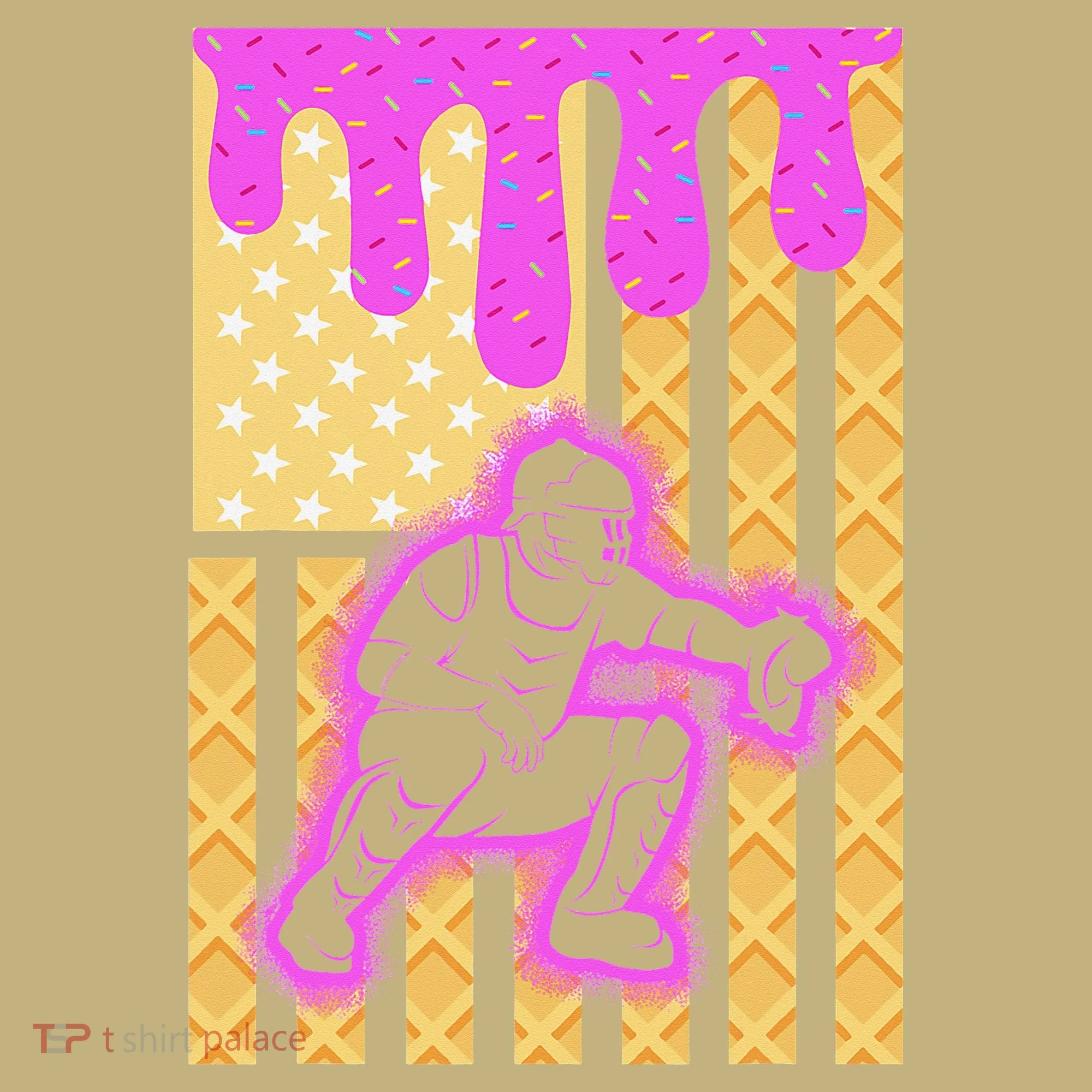 Baseball Drip Dripping Ice Cream Baseball American Flag Hoodie