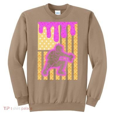 Baseball Drip Dripping Ice Cream Baseball American Flag Sweatshirt