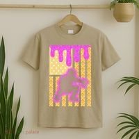 Baseball Drip Dripping Ice Cream Baseball American Flag T-Shirt thumb 2