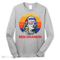 Ben Drankin Drinking Funny 4th Of July USA Merica America Long Sleeve Shirt thumb 0