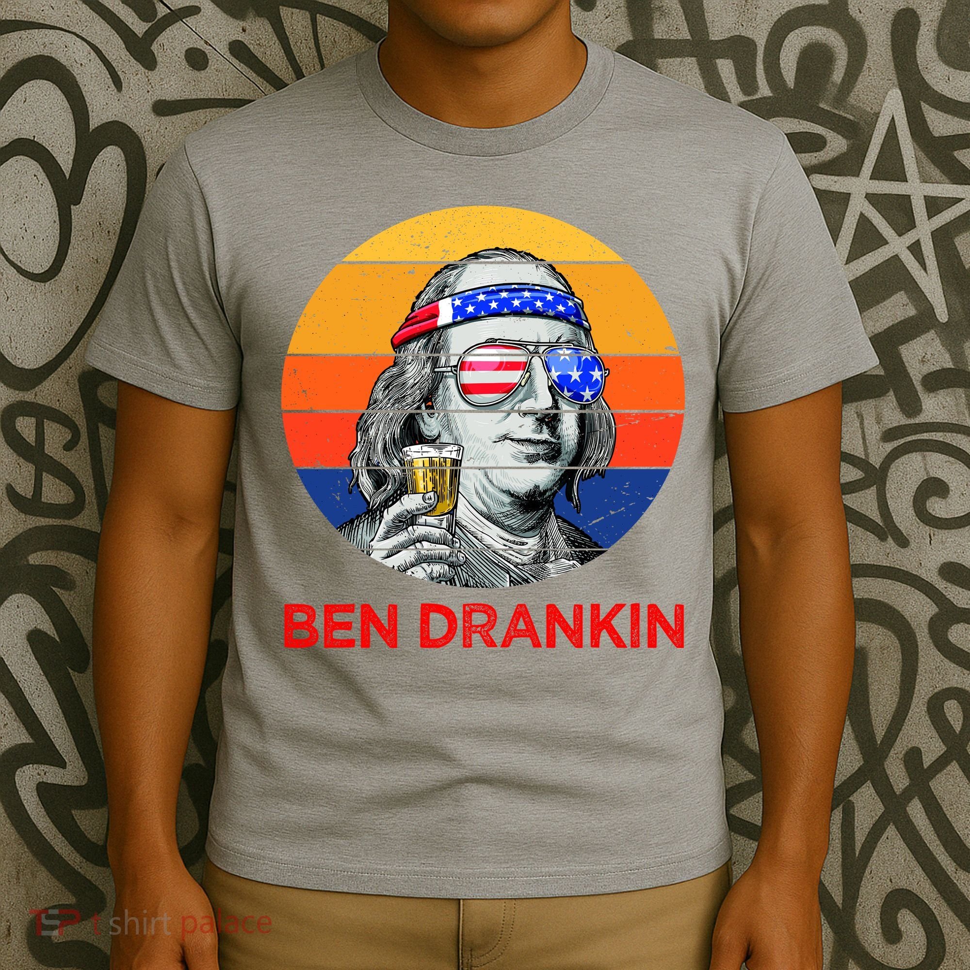 Ben Drankin Drinking Funny 4th Of July USA Merica America T-Shirt