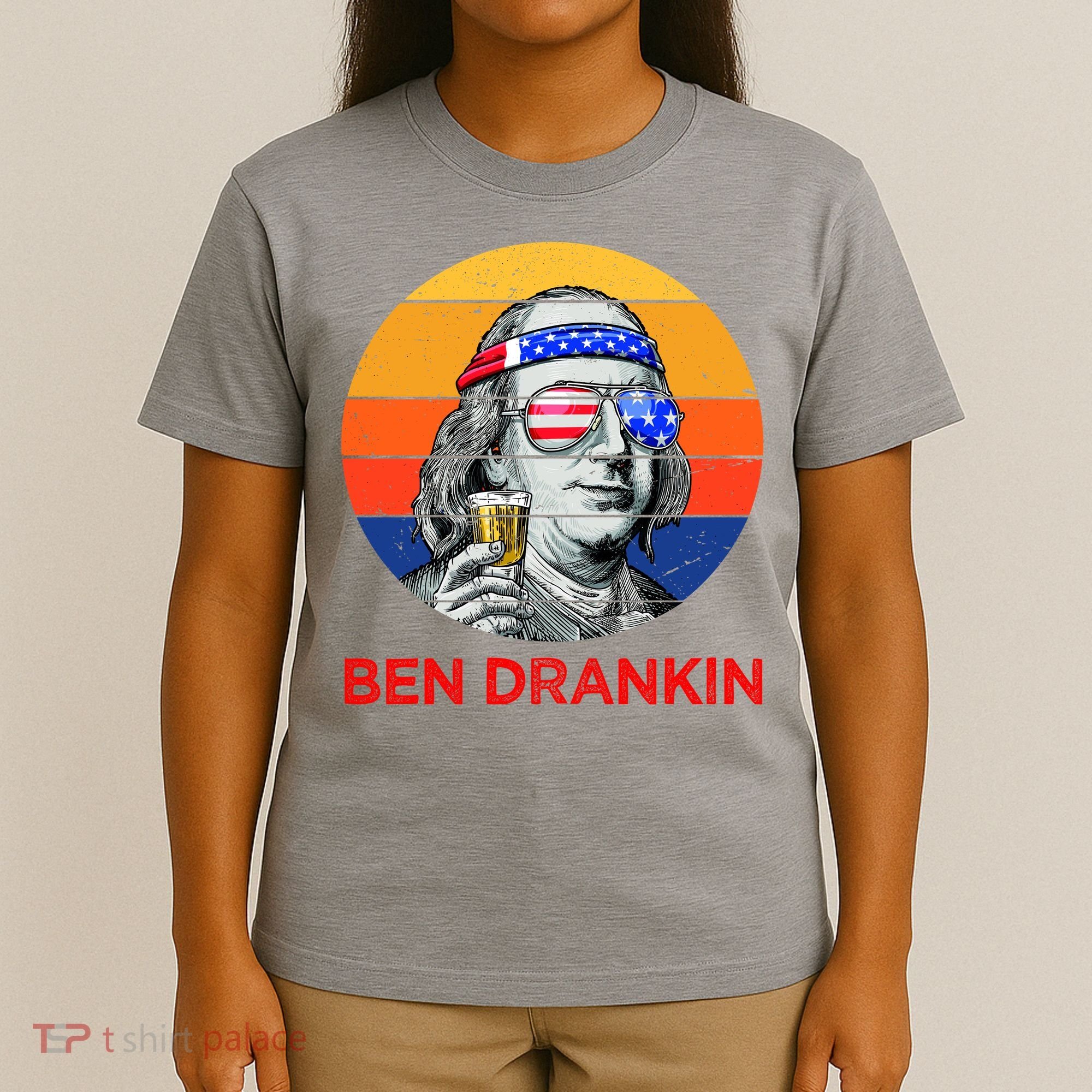 Ben Drankin Drinking Funny 4th Of July USA Merica America T-Shirt