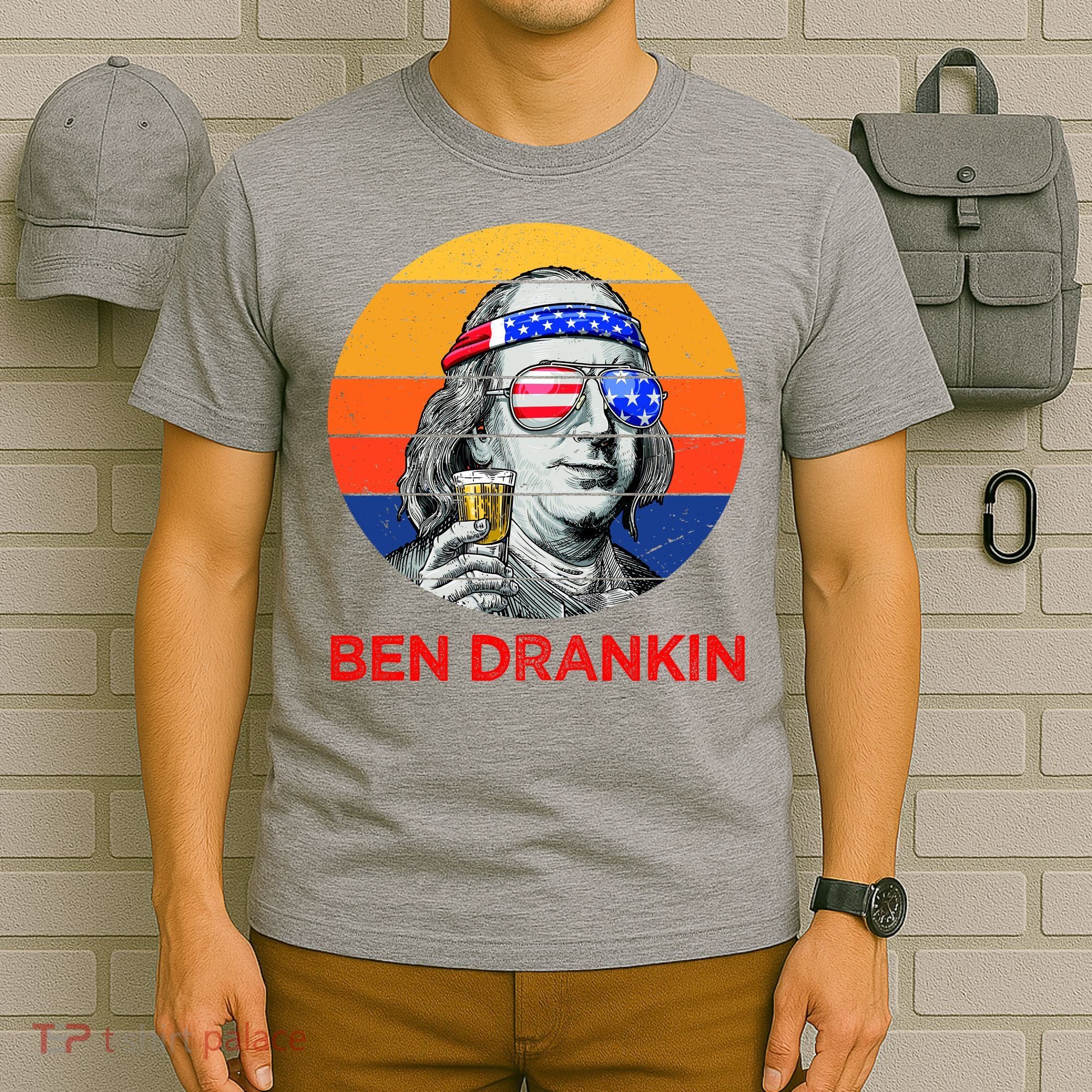 Ben Drankin Drinking Funny 4th Of July USA Merica America T-Shirt