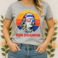 Ben Drankin Drinking Funny 4th Of July USA Merica America Women's T-Shirt thumb 2