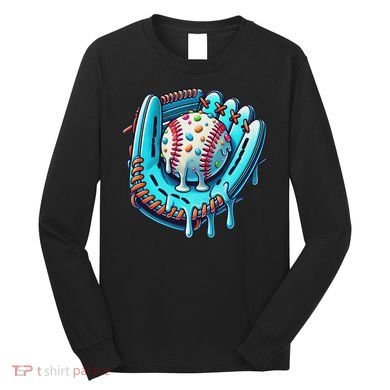 Baseball Drip Design Ice Cream Sprinkles Baseball Player Long Sleeve Shirt