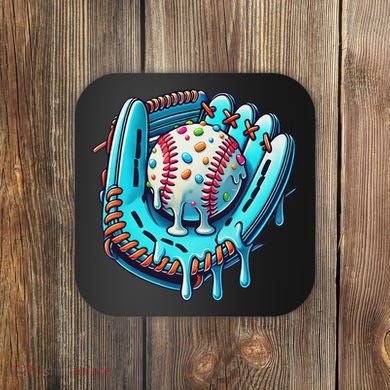 Baseball Drip Design Ice Cream Sprinkles Baseball Player Coaster