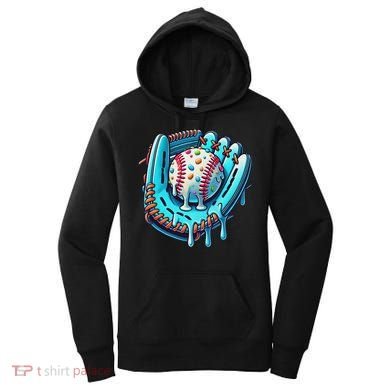 Baseball Drip Design Ice Cream Sprinkles Baseball Player Women's Hoodie