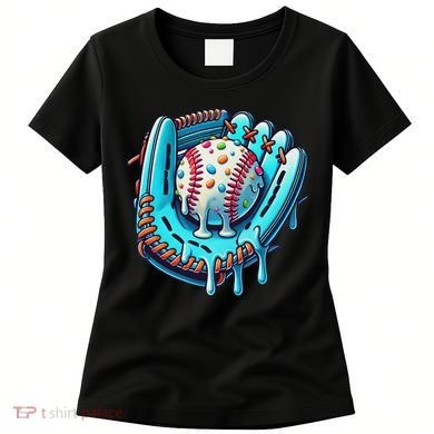 Baseball Drip Design Ice Cream Sprinkles Baseball Player Women's T-Shirt