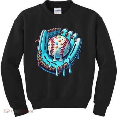 Baseball Drip Design Ice Cream Sprinkles Baseball Player Kids Sweatshirt