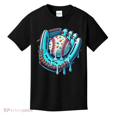 Baseball Drip Design Ice Cream Sprinkles Baseball Player Kids T-Shirt