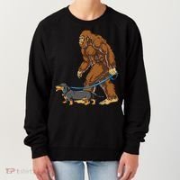 Bigfoot Dachshund Dog Walk Funny Sasquatch Lovers Women's Sweatshirt thumb 0