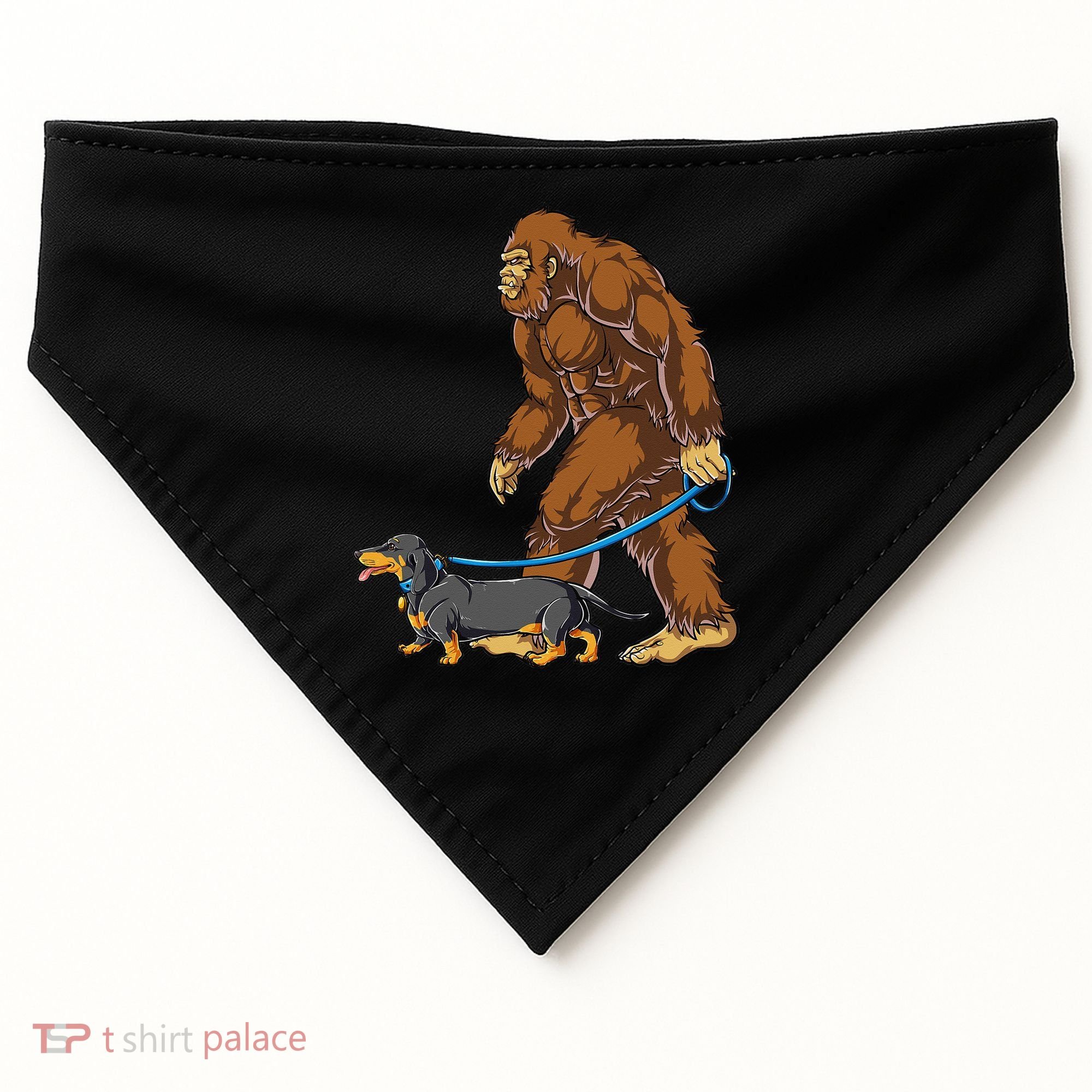 Bigfoot Dachshund Dog Walk Funny Sasquatch Lovers USA-Made Doggie Bandana