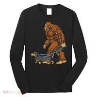 Bigfoot Dachshund Dog Walk Funny Sasquatch Lovers Long Sleeve Shirt thumb 0