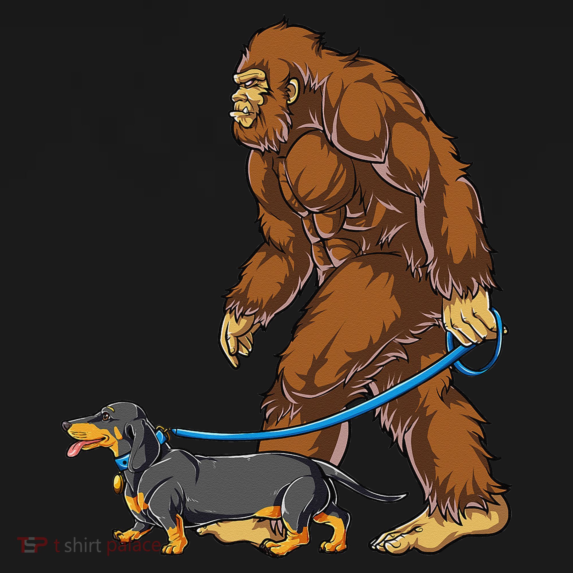 Bigfoot Dachshund Dog Walk Funny Sasquatch Lovers Apron