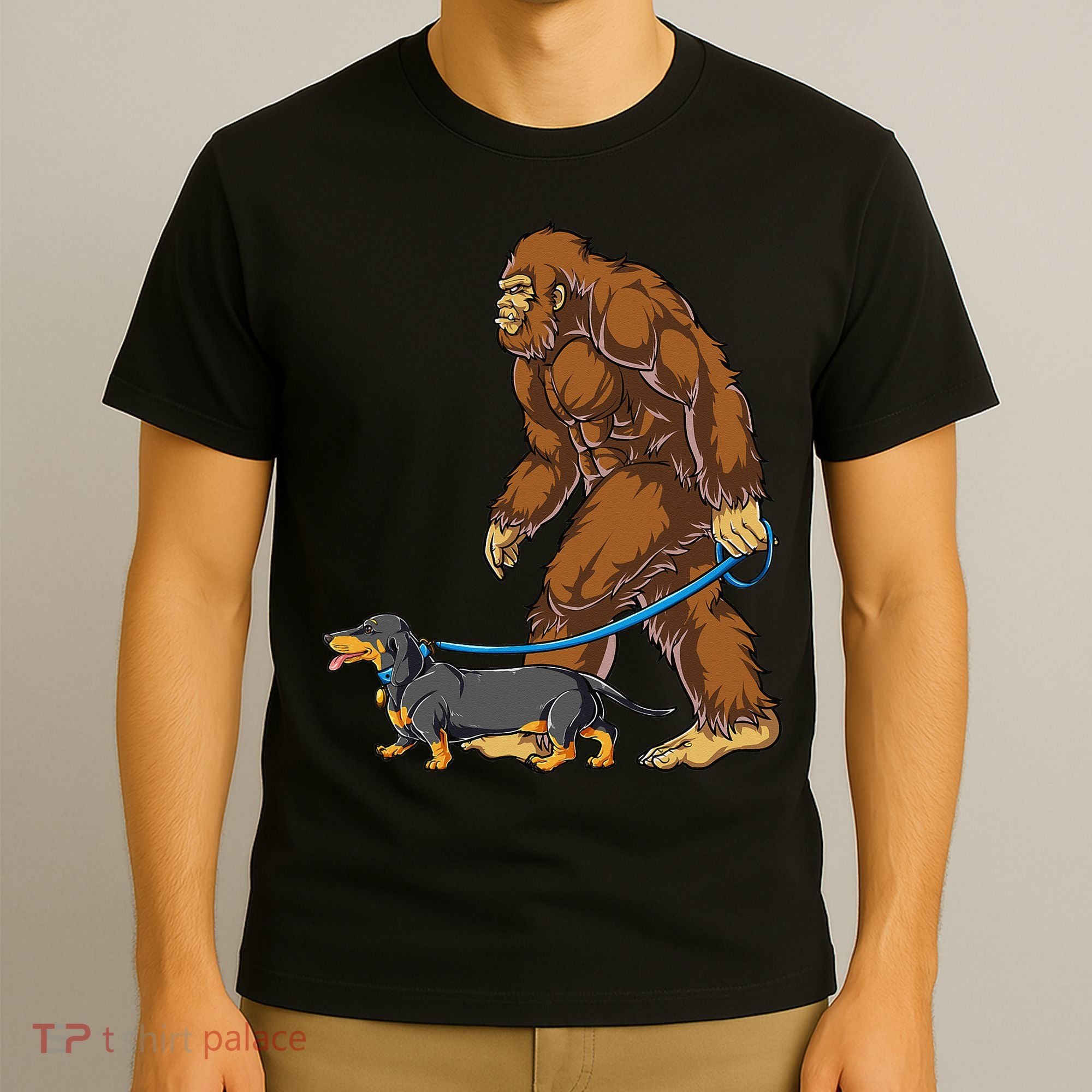 Bigfoot Dachshund Dog Walk Funny Sasquatch Lovers T-Shirt