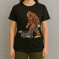 Bigfoot Dachshund Dog Walk Funny Sasquatch Lovers T-Shirt thumb 4
