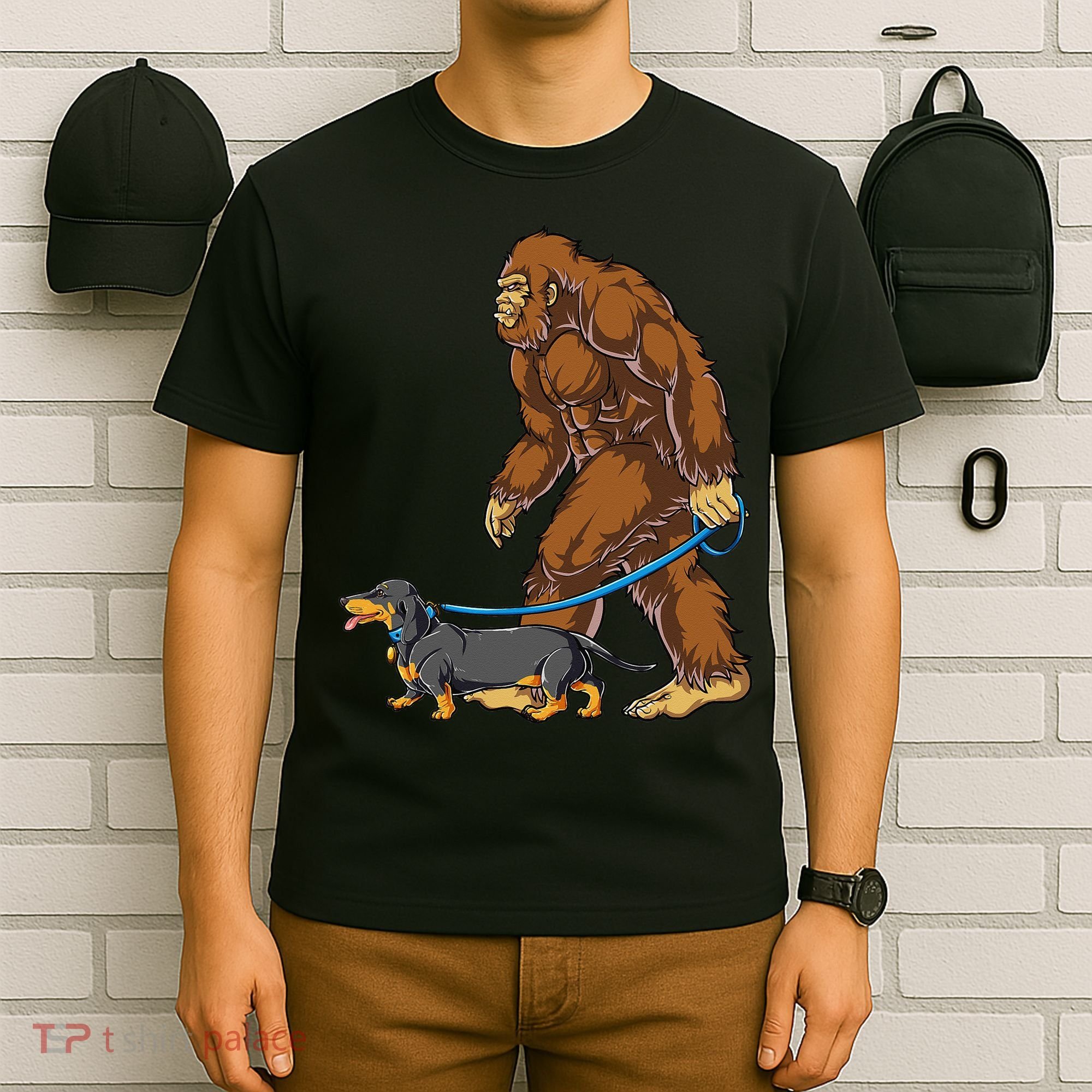 Bigfoot Dachshund Dog Walk Funny Sasquatch Lovers T-Shirt