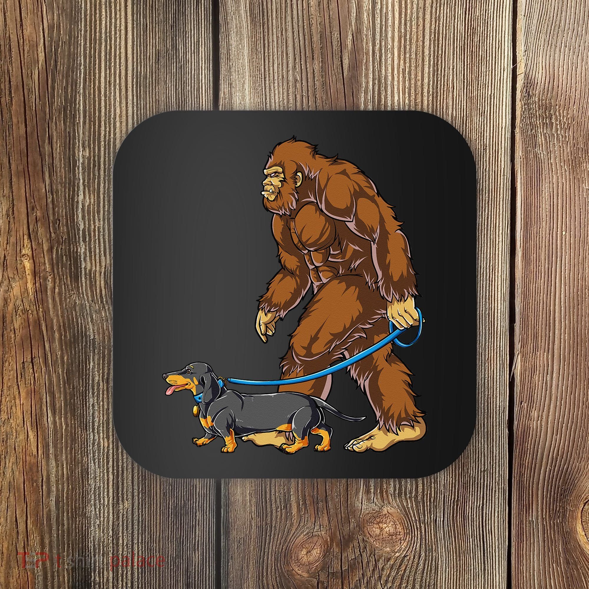 Bigfoot Dachshund Dog Walk Funny Sasquatch Lovers Coaster