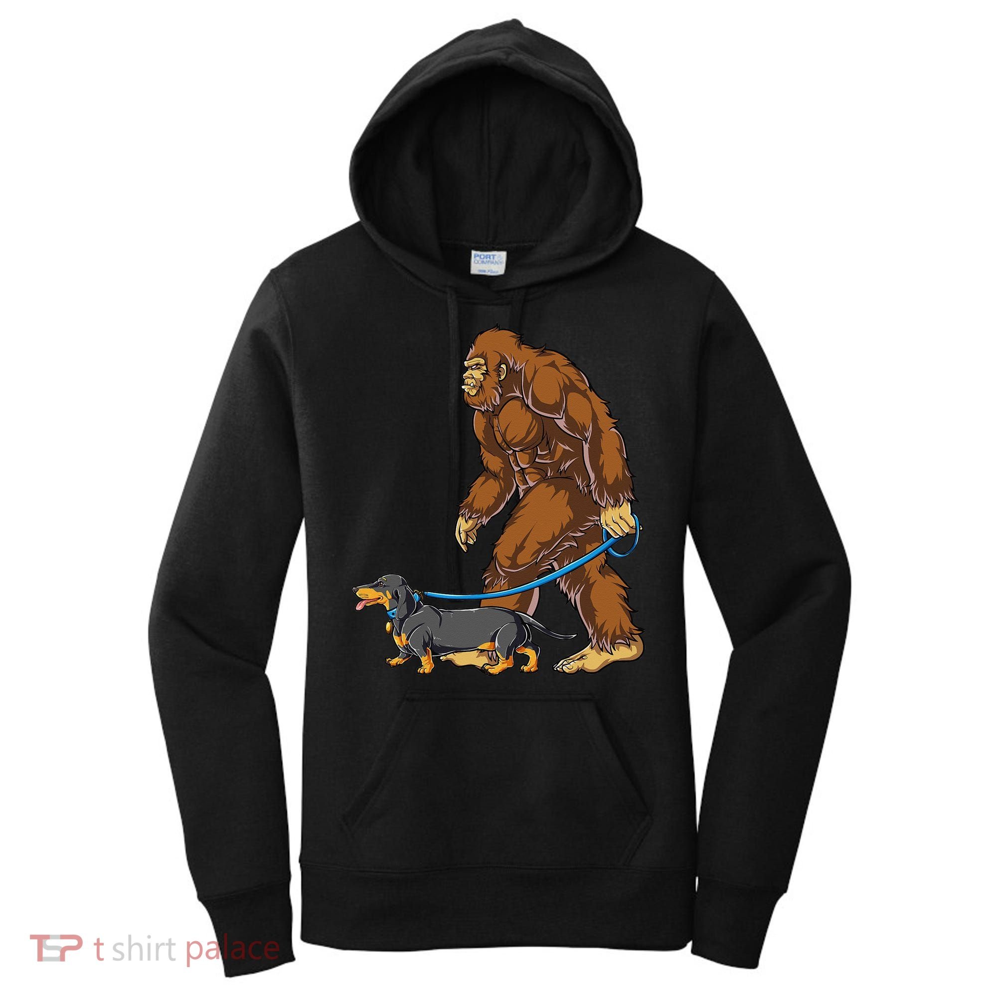 Bigfoot Dachshund Dog Walk Funny Sasquatch Lovers Women's Hoodie