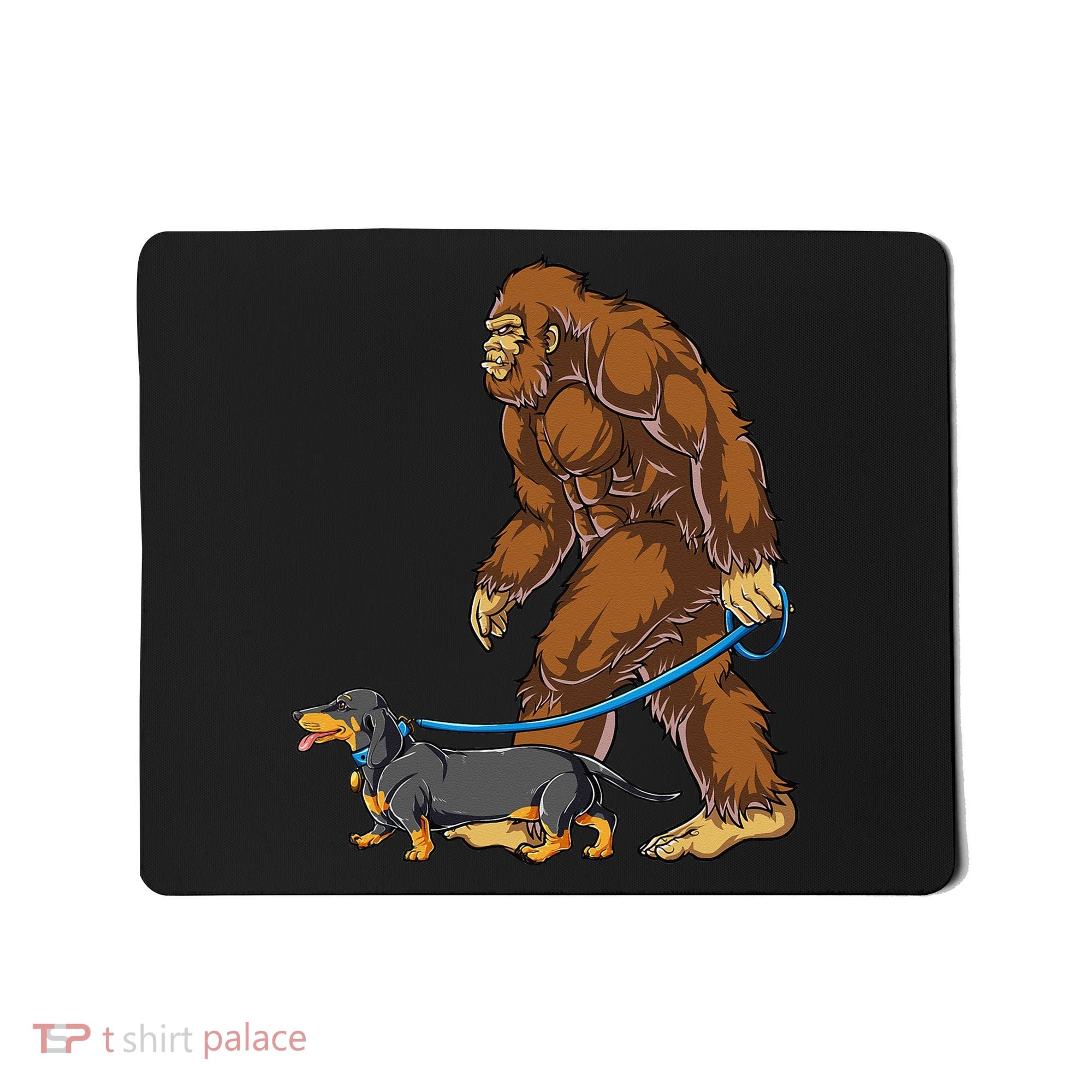 Bigfoot Dachshund Dog Walk Funny Sasquatch Lovers Mousepad