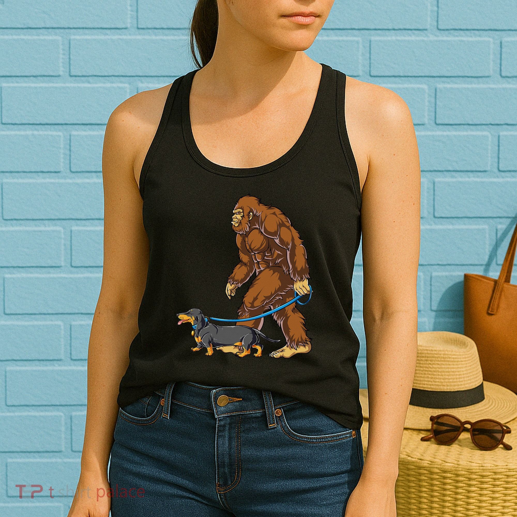 Bigfoot Dachshund Dog Walk Funny Sasquatch Lovers Women's Tank Top