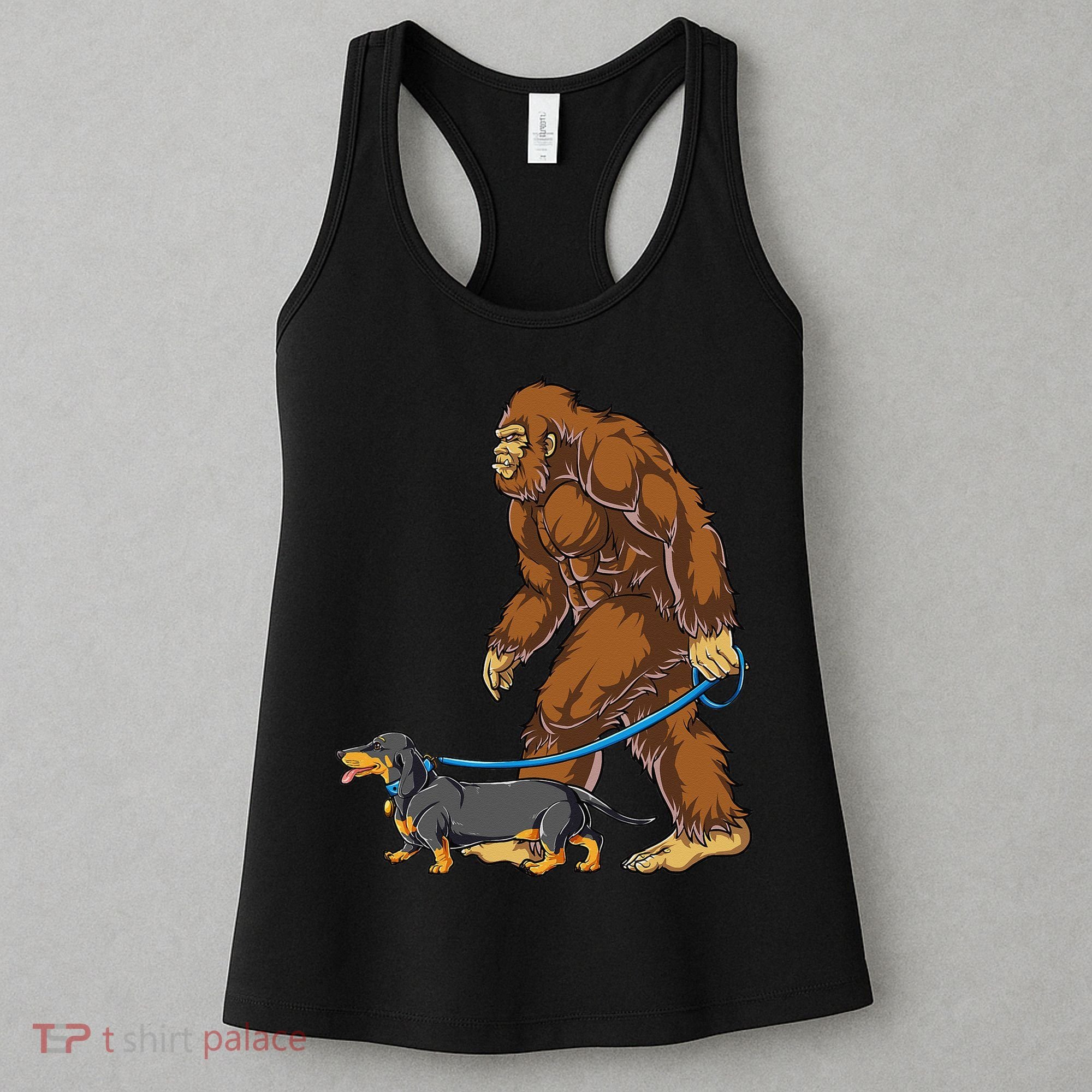 Bigfoot Dachshund Dog Walk Funny Sasquatch Lovers Women's Tank Top